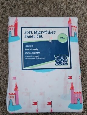 Your Zone Pink Castle Microfiber Sheet Set - Full Never Opened